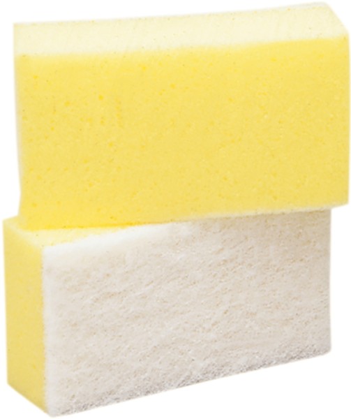Kombinierter Reinigungsschwamm mit kratzfreiem weissem Scheuervlies, 150x90x50 mm