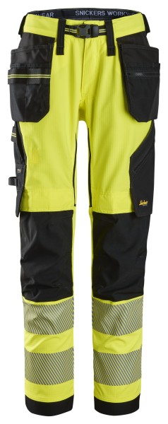 High-Vis, Stretch-Arbeitshose mit Holstertaschen, Warnschutzklasse 2