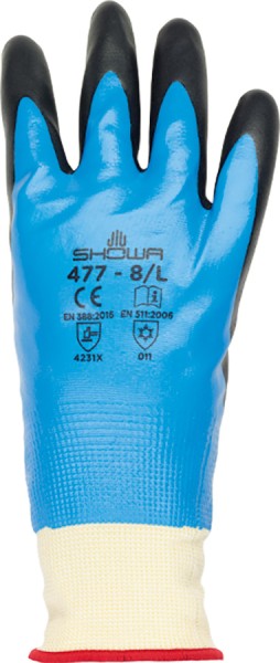 SHOWA Kälteschutzhandschuhe warm, doppelte Nitrilbeschichtung, blau/schwarz