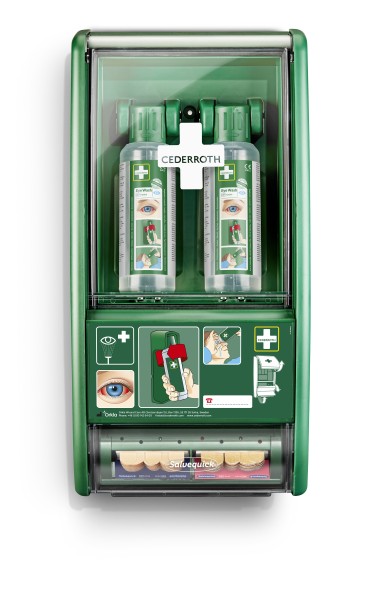 CEDERROTH Wandschrank mit 2 Augenspuelflaschen und Pflasterspender