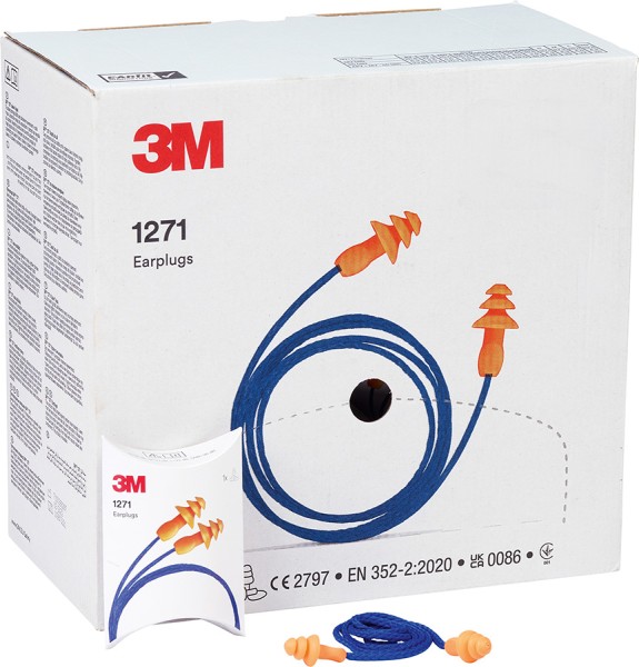 3M Gehoerschutz-Stoepsel Orange, weich, wiederverwendbar, mit Band