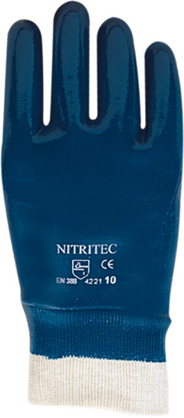 RESISTA Nitril-Schutzhandschuhe aus Baumwolltrikot, dunkelblau, Grösse 10