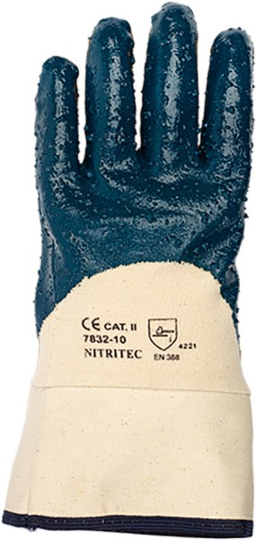 Dunkelblaue Nitril-Schutzhandschuhe RESISTA, moltoniert, Grösse 10