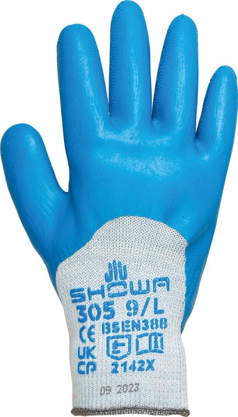SHOWA Atlas 305 Schutzhandschuhe aus Baumwollmix, latexbeschichtet