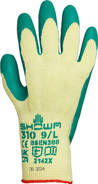 SHOWA grüne Schutzhandschuhe mit Naturlatex-Beschichtung, elastisch