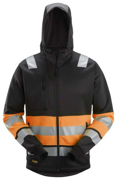 High-Vis, Kapuzenjacke mit durchgehendem Reißverschluss, Warnschutzklasse 1