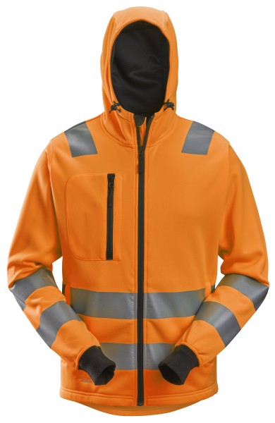 High-Vis, Kapuzenjacke mit durchgehendem Reißverschluss, Warnschutzklasse 2/3