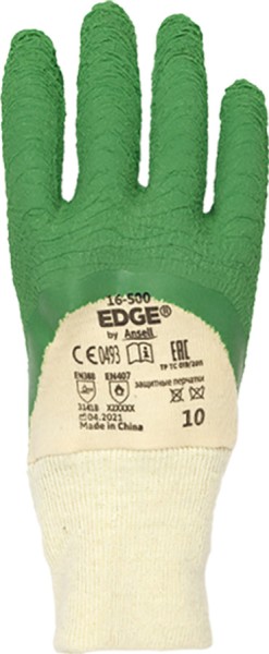 Ansell Baumwollhandschuhe mit grüner Latex-Beschichtung, Grösse 8-10