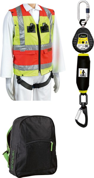 Fallschutz-Set Vertiqual Hebebühnen mit Auffangweste und Rucksack