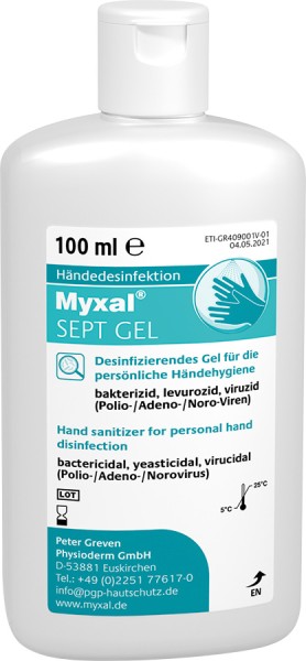 MYXAL SEPT 100 ml Händedesinfektionsgel, silikonfrei, virentötend