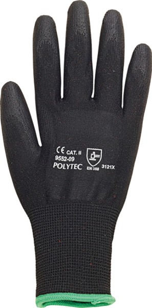 Leichte schwarze Nylonhandschuhe mit PU-Beschichtung, elastisch