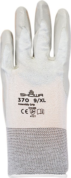 SHOWA Schutzhandschuhe aus weissem Nylon mit grauer Nitrilbeschichtung