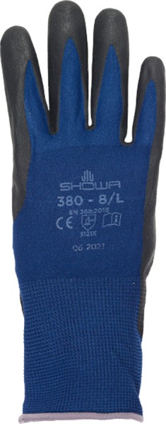 SHOWA Schutzhandschuhe Nylon Blau mit Nitrilbeschichtung, rutschfest