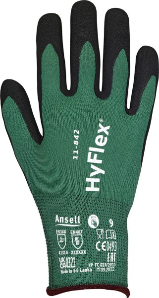 ANSELL HYFLEX Schutzhandschuhe grün, hitzebeständig, touchscreenfähig