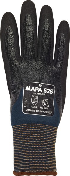 MAPA Schutz-Handschuhe Ultrane 525, Nitrilbeschichtet, Schwarz