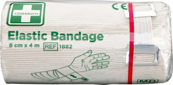 CEDERROTH Elastische Binde 4 m x 8 cm, 2er Pack inklusive Klammern