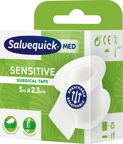 SalvequickMED Sensitive Wundklebeband 2,5 cm x 5 m atmungsaktiv