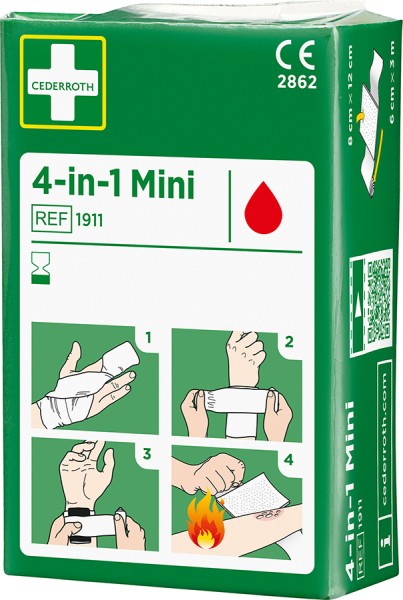 CEDERROTH Mini Verbandset 4-in-1 mit Spezialpad und elastischer Binde
