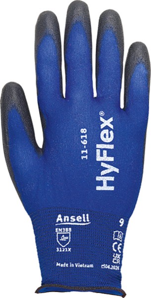Ansell HyFlex 11-618 Schutzhandschuhe, blau, PU-beschichtet, elastisch