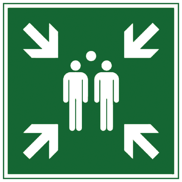 Nachleuchtendes Rettungszeichen Sammelstelle 300x300 mm Schild