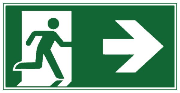 Nachleuchtendes Rettungsweg-Schild rechts 200x400 mm