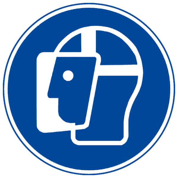Gebotsschild aus Alu, 200 mm, Gesichtsschutz Pflicht