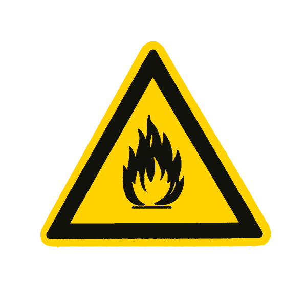 Warnschild 200 mm aus Kunststoff – Gefahr Feuergefaehrliche Stoffe
