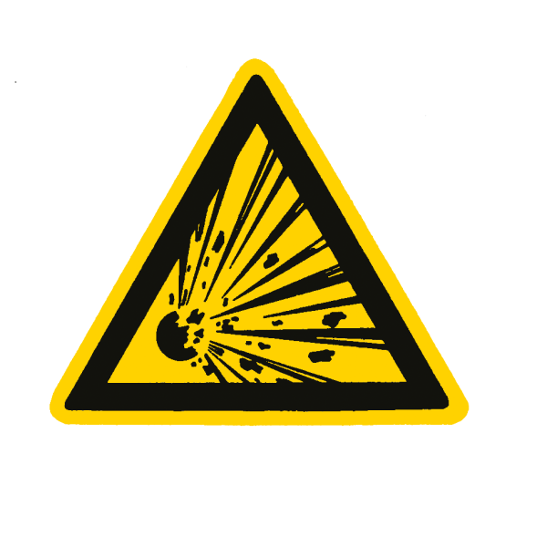 Warnschild aus Aluminium 400 mm mit Prägung Explosivstoffe