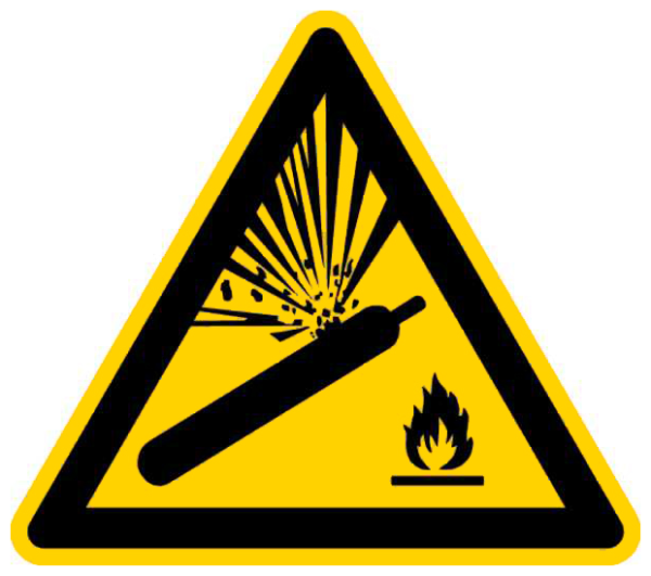 Warnschild Gasflaschen 200 mm selbstklebende Folie Warnung