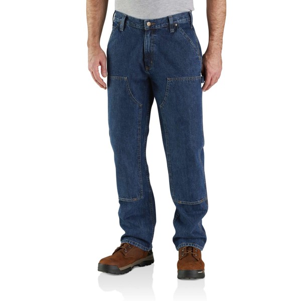 Loose Straight Double Front Denim Dungaree