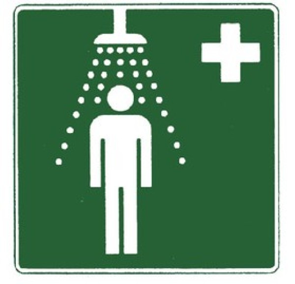 Notdusche Rettungsschild 200x200 mm, Alu, nachleuchtend