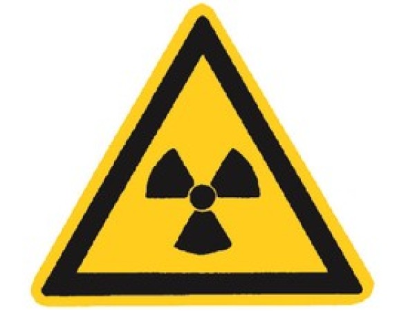 Warnschild Radioaktivitaet 200 mm aus Alu, gepraegt