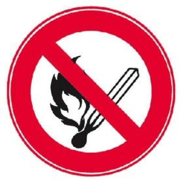Verbotsschild 300 mm aus Kunststoff – Offenes Feuer verboten