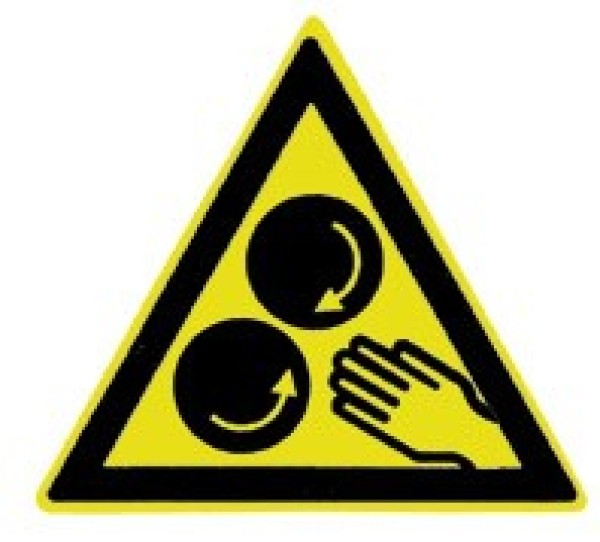 Warnschild aus Aluminium 200 mm – Warnung laufende Walze